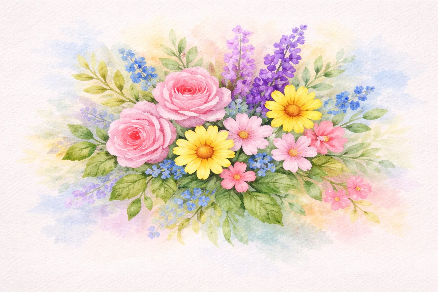 Aquarell Blumen Beispiel fertiges Bild mit weichen Farbverläufen