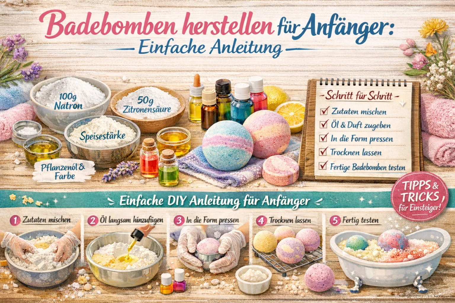 Badebomben herstellen f&uuml;r Anf&auml;nger tipps und Tricks