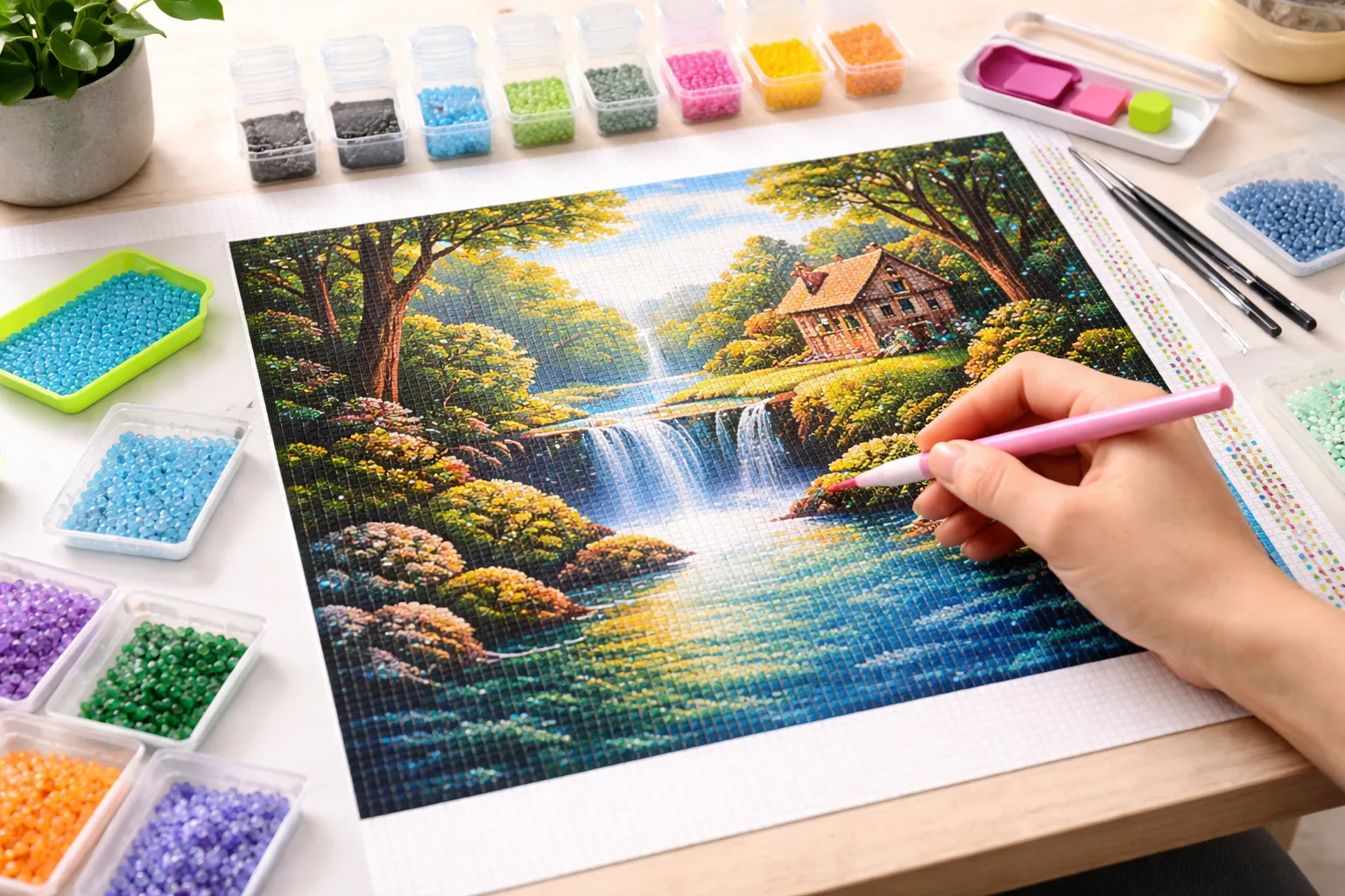 Diamond Painting f&uuml;r Anf&auml;nger mit Leinwand und bunten Steinchen