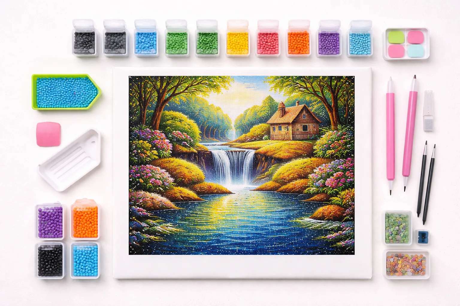 Diamond Painting Zubehör mit Steinchen und Werkzeugen