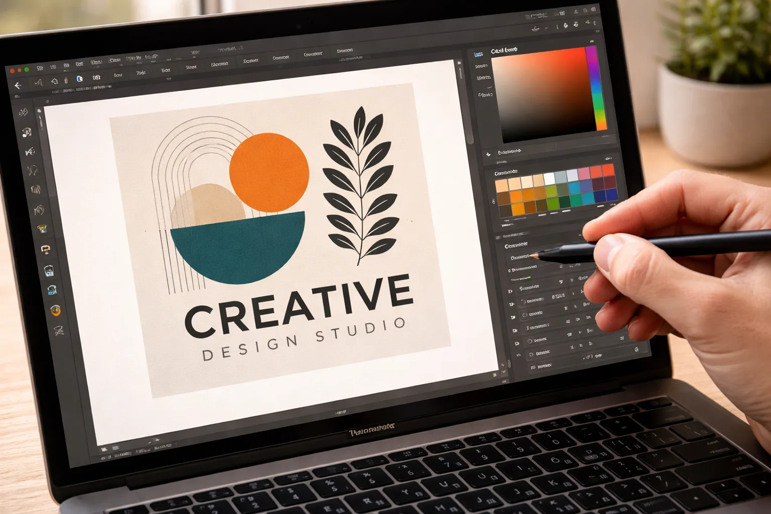 Grafikdesign Technik mit Layout und Farbgestaltung am Computer
