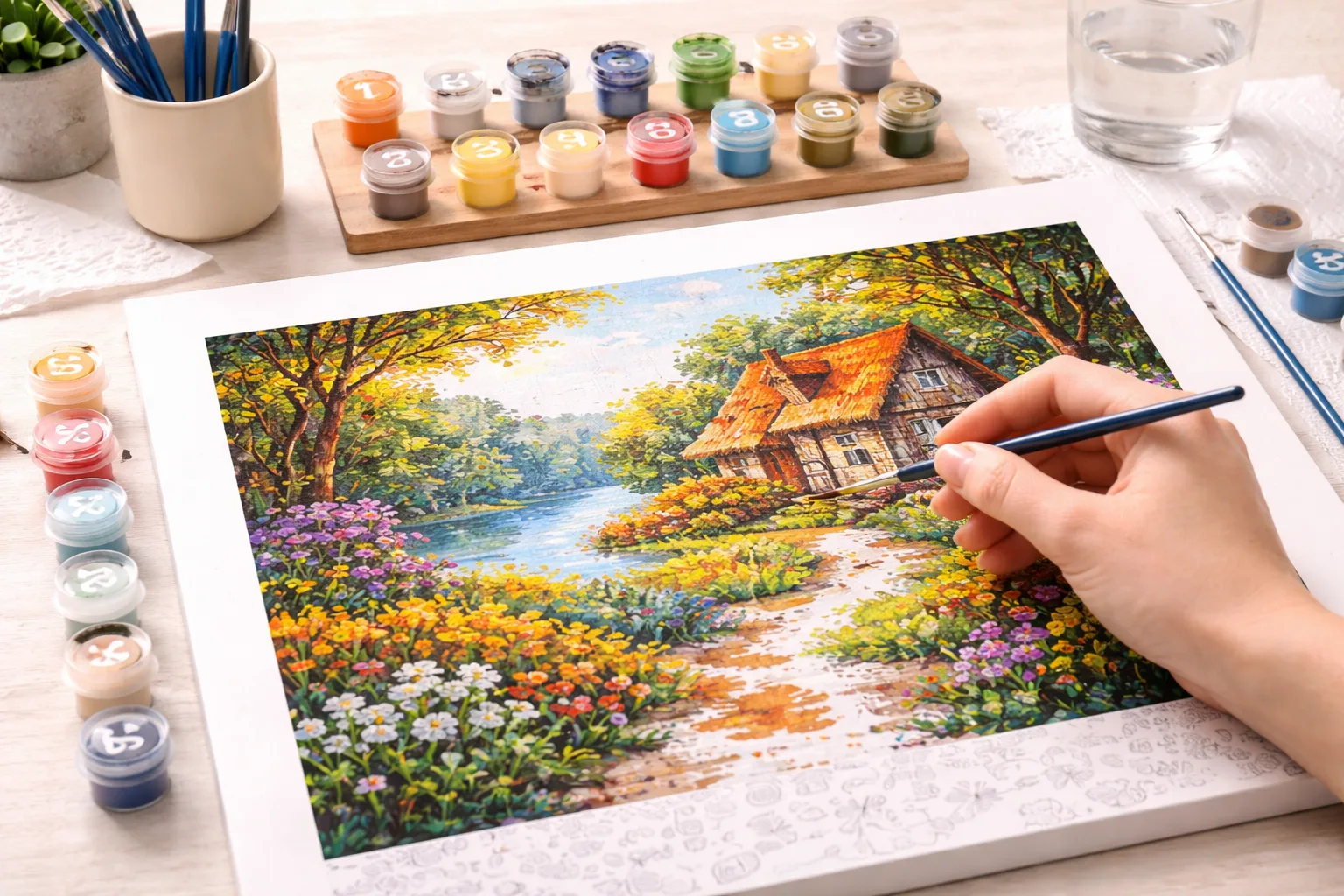 Malen nach Zahlen f&uuml;r Anf&auml;nger mit Farben und Leinwand