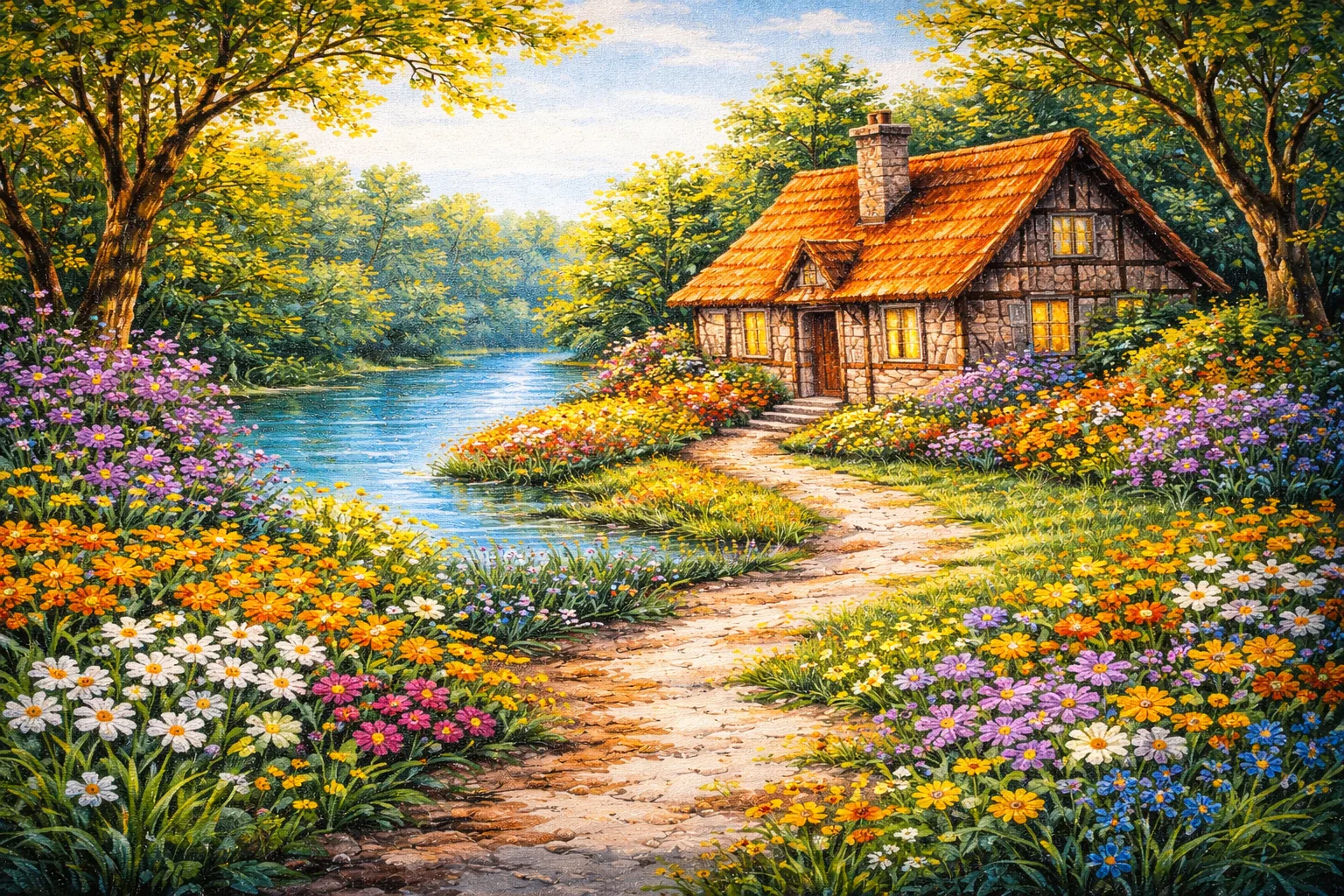 Fertiges Malen nach Zahlen Bild mit klaren Farben