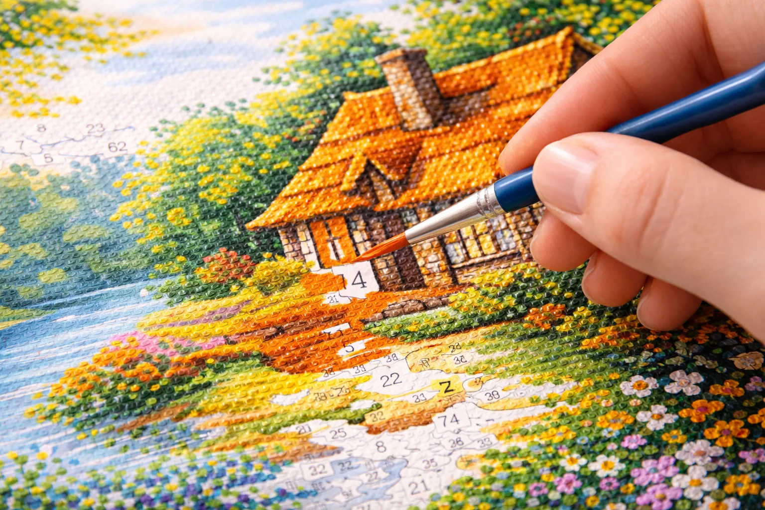 Malen nach Zahlen Technik mit nummerierten Feldern