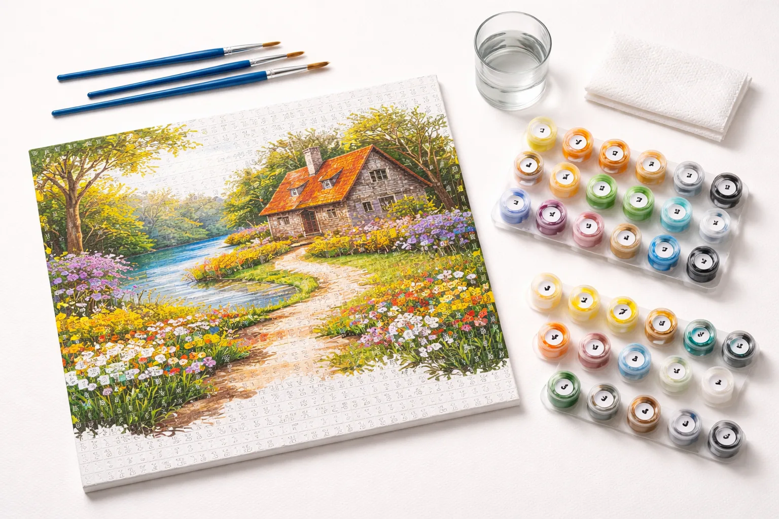 Malen nach Zahlen Zubehör mit Farben und Pinseln