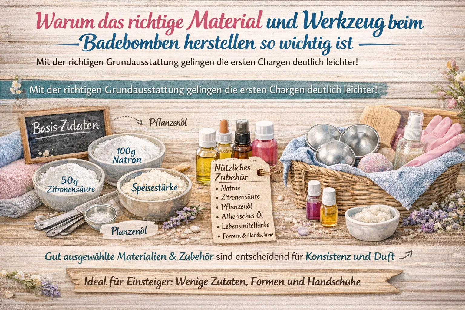 Material und Zubeh&ouml;r zum Badebomben herstellen