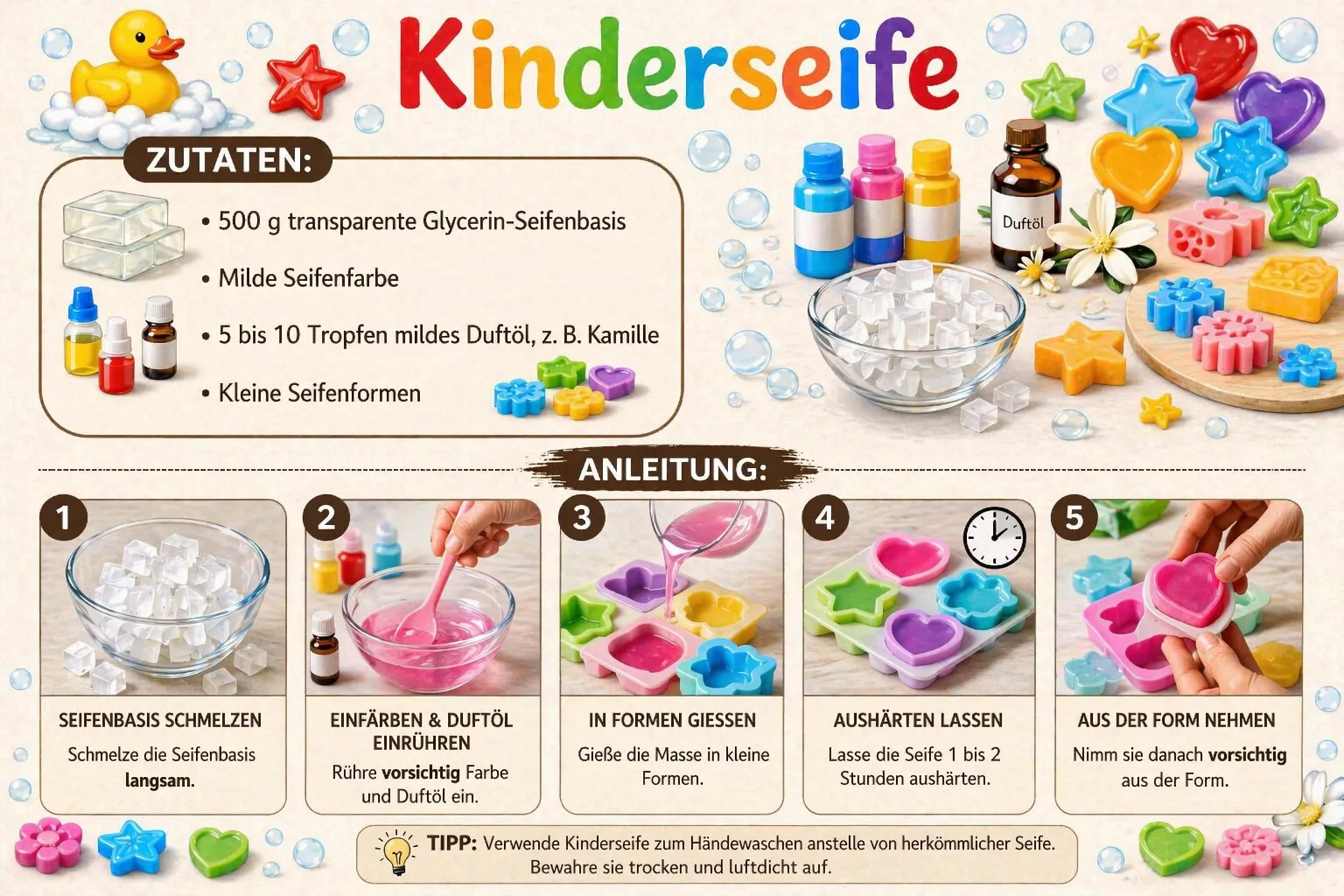 Rezept zum selber herstellen von Kinderseife