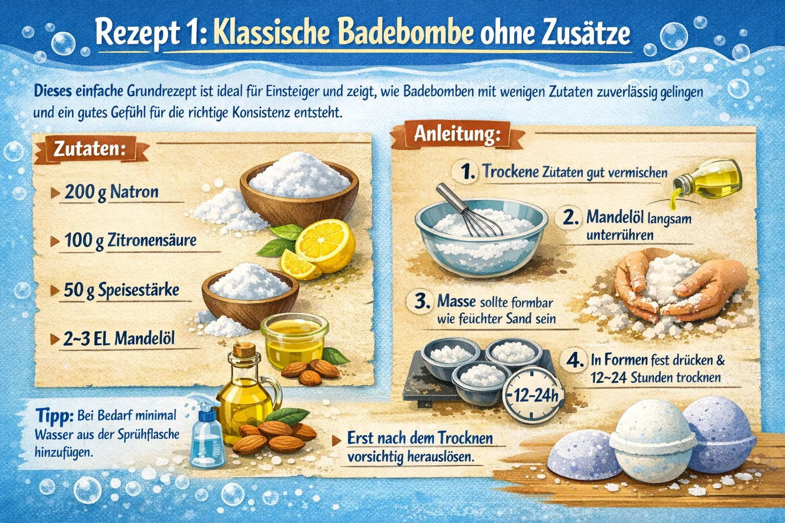 Rezept klassische Badebombe ohne zusätze