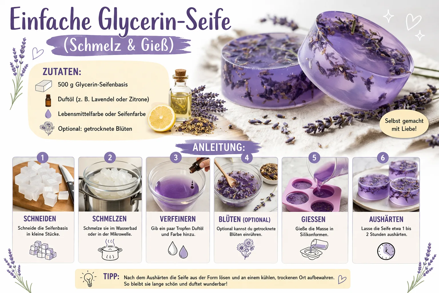 Rezept zum Glycerin Seife herstellen
